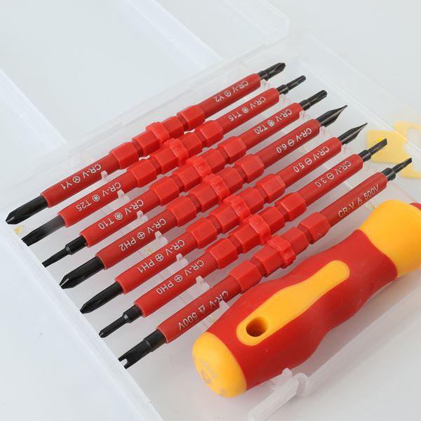 Screwdrivers 8pc Precision Screwdriver Bit Set Magnetic Insulation Removable Destornillador Electrician Home Electrical Special Repair Tools