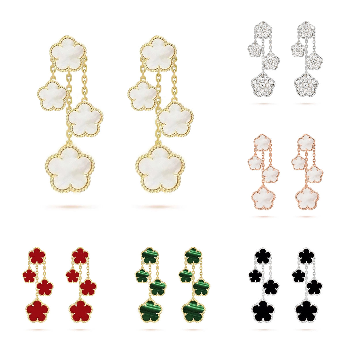 designer earrings womens jewelry earings designer for women earrings silver stainless steel jewelry 18K Gold Red clover earrings designer jewellery