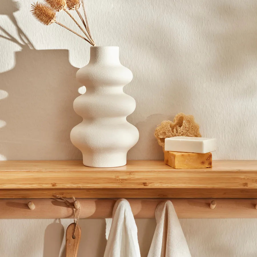 Karaca Abstract Ceramic Vase, 21cm, White