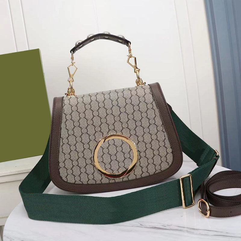 Handbag Vintage Round Shoulder Bag Wide Strap Genuine Leather Crossbody Bag High Quality Luxury Messenger Bag Luxury Brand Designer Bag