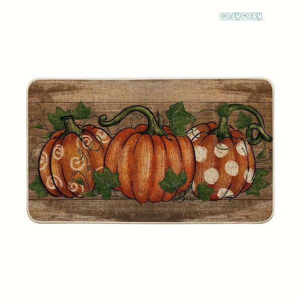 Autumn Pumpkin Wood Grain Dot Doormat Living Room Bedroom Entrance Non-slip Rugs Kitchen Balcony Hallway Bathroom Toilet Carpets 3 8ad
