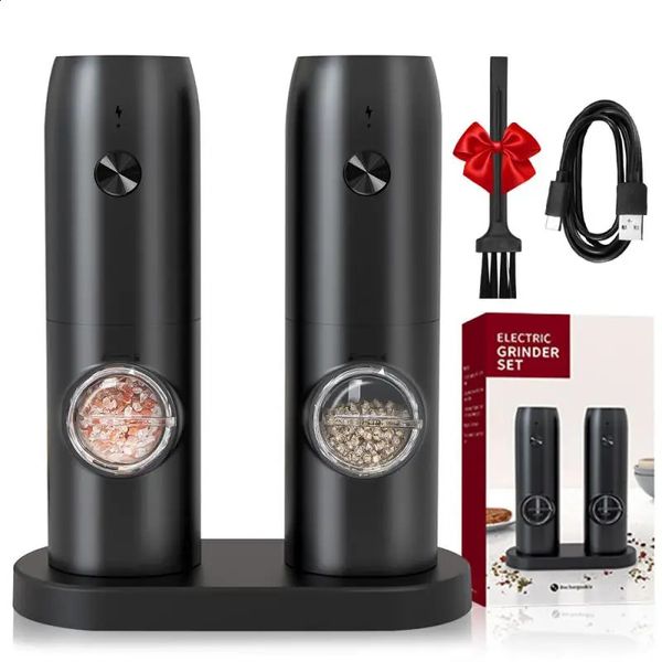 Recarregável Salt Salt Salt e Pepper Grinder com base de carregamento Automatic Pepper Griger Spice Mill Kitchen Tool 240830