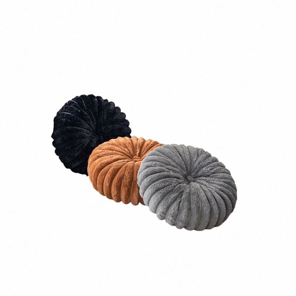 1pc Solid Color Throw Pillow, 3D Pumpkin Round Plush Cushion For Office Chair Living Room Couch Bed Home Deco l6h2#