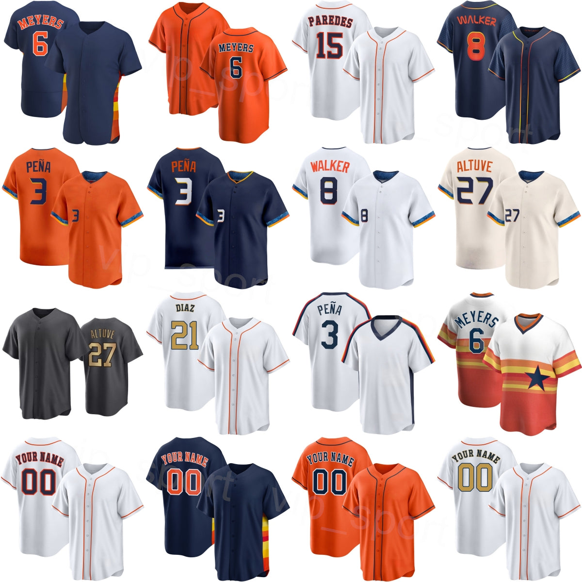 Team Baseball 27 Jose Altuve Jerseys Men Youth Women 8 Christian Walker 15 Isaac Paredes 21 Yainer Diaz 6 Jake Meyers 3 Jeremy Pena Sport 25-26 City