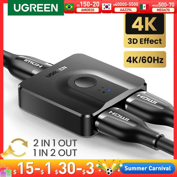 UGREEN HDMI Splitter 3D 4K for Xiaomi Mi Box Bi-directional HDMI -compatible Switcher for Xbox PS4 TV Box Splitter HDMI Switcher