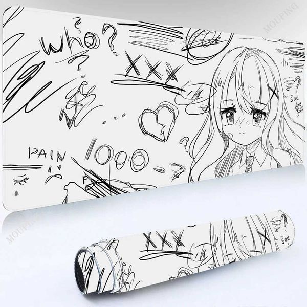 Mausepad White Anime Mouse Mats Gaming Mat Pad on The Table Gamer Accessories Keyboard Pad Art Table Rug Desk Mat Mouse Carpet O250118