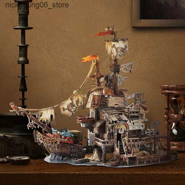 3D Puzzles 3D Three-Dimensional Buildings Paper Puzzle Tortuga Pirate Bay Model Jigsaw DIY Assembly Toys for Children Christmas Gifts Casa L