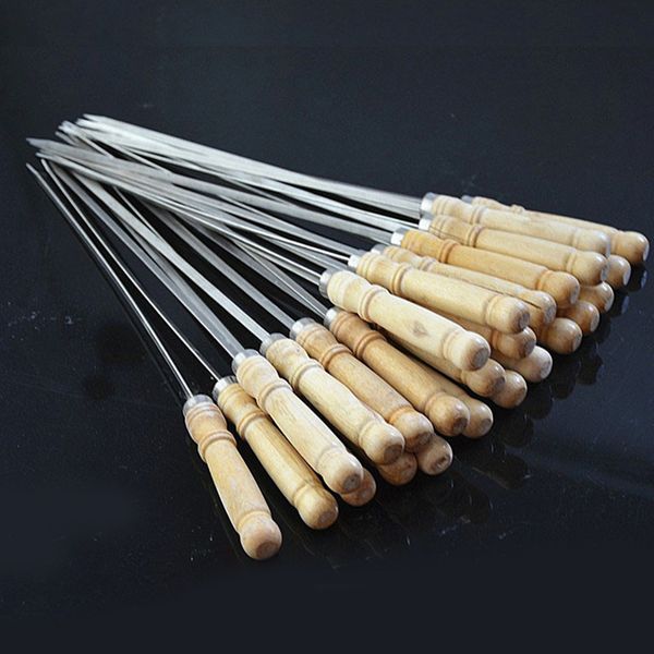 BBQ Grills 25 Pcs Barbecue Sign Skewer Stainless Steel Skewers Meat Stick Kebab Grilling 230706