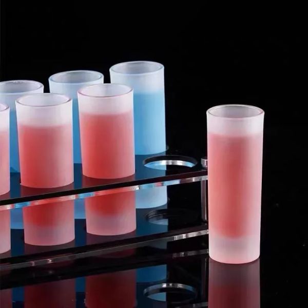 6x Frosted Wine Shot Glass tail Glasses Thick Bottom Vodka Brandy Beer Cup Milk Coffee Mug