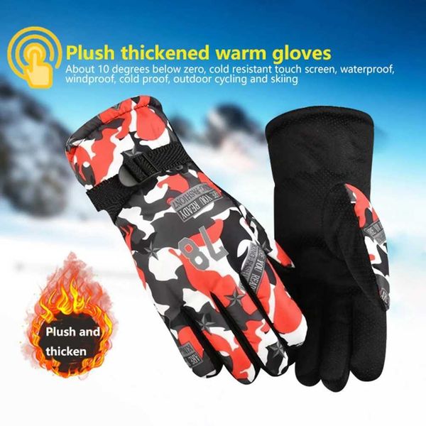 Ski Gloves Men Women Winter Snowboard PU ather Non-slip Touch Screen Waterproof Motorcyc Cycling Fece Warm Snow GlovesXJ241107