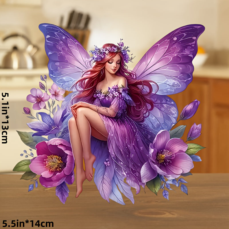 TEMU 1pc Pvc Waterproof Floral Butterfly Elf Decal, Premium Vinyl Sticker For Car-motorcycle-truck-laptop, Scratch-resistant Decorative Accessory,