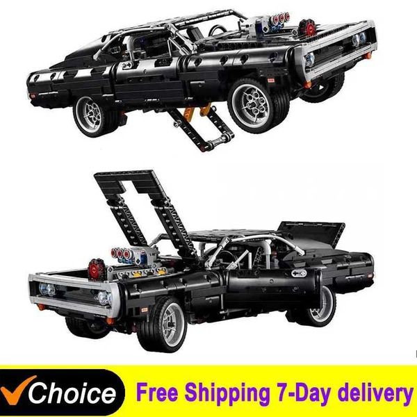 Blocks Hot Moc Bricks Tech Car Series Doms Dodge Charger 42111 Model Building Blocks 1077 Racing Toys Childrens Gifts Y24091215Y4