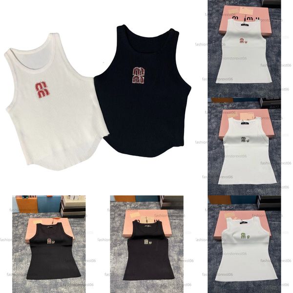 designer tank top Woman Designer miumii tank Vests T shirts Shirt Summer designer t shirt women Diamond Embroidery Printed Tees Tops Short O