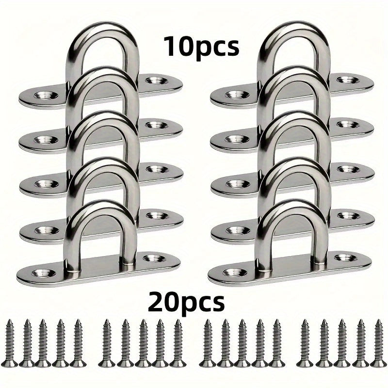 TEMU 30pcs Includes A Set Of 10 Stainless Steel Screw Hooks And 20 Installation Screws, M5 With Ring, Equipment, Heavy-duty Ceiling And Wall Hanging