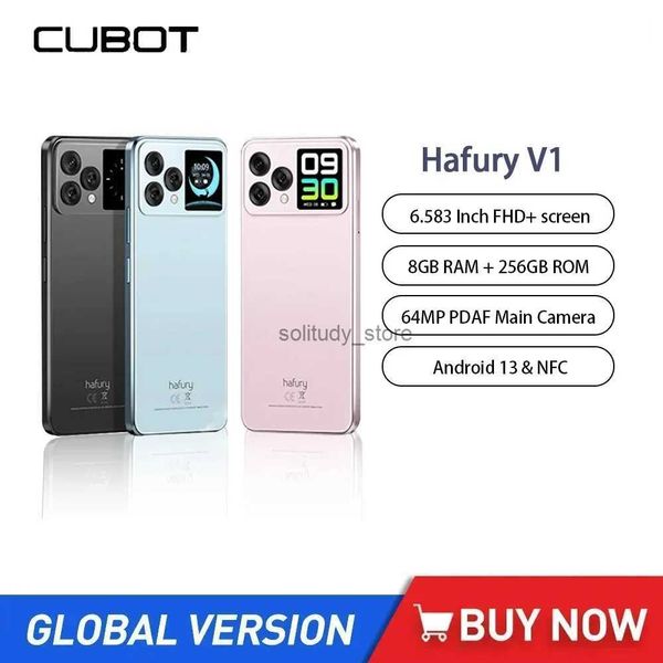 Cell Phones Cubot Hafury V1 Smartphones 6.583Inch FHD+ Dual Screen Android 13 Cell Phone 16GB(8GB+8GB) RAM 256GB ROM 4350mAh 64MP Camera NFC