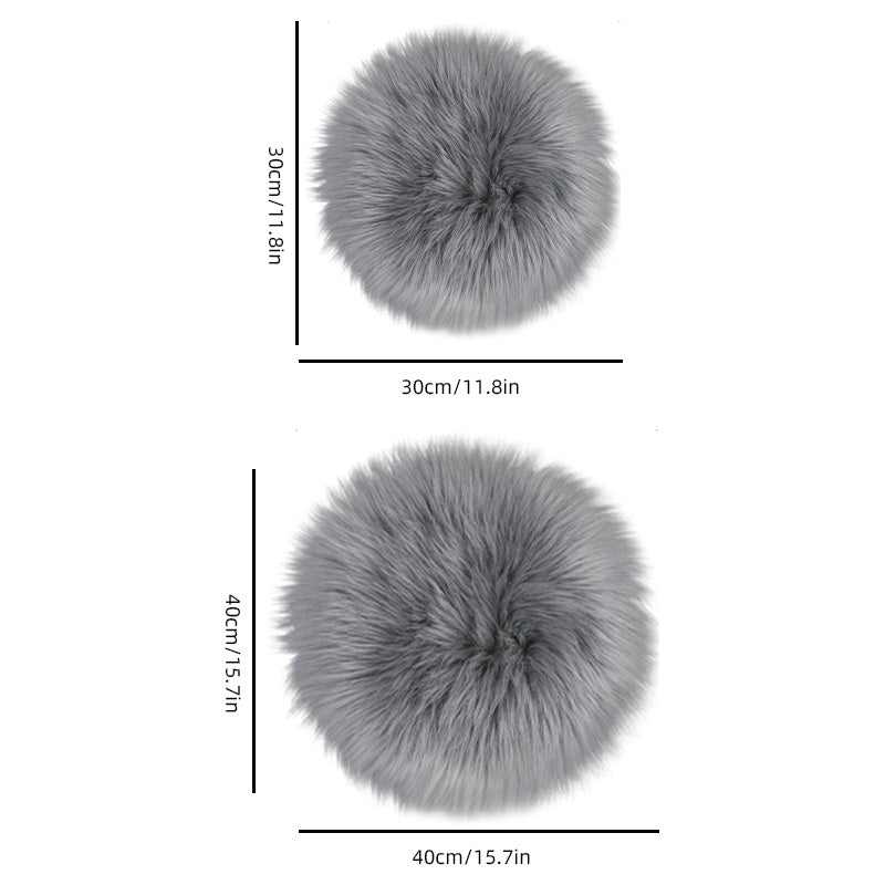 TEMU 1 Gray Fur Round Mat For Bedroom And Living Room Decor, , Coaster, Seat Cushion, Chair Pad, Vanity Table Accent