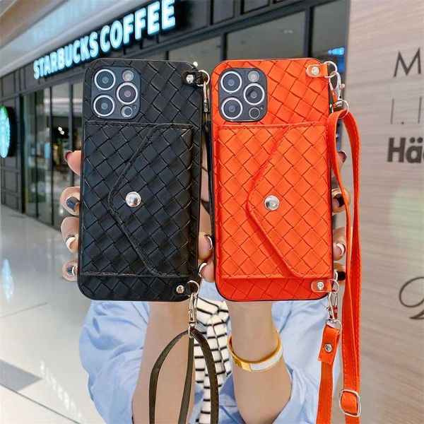 Luxury Case Crossbody Phone Case for iPhone 16 Plus 15 14 13 12 Mini 11 Pro XS Max XR X 8 7 Card Holder Shoulder Strap Tether Wear Leather C