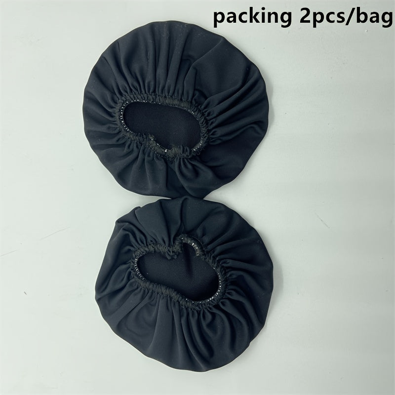 TEMU 4.0-inch Reusable Black Sanitary Covers Single-use Bouffant Headphone Cover Soft And Comfortable Headphone Ear Pads Covers Elastic Fabric
