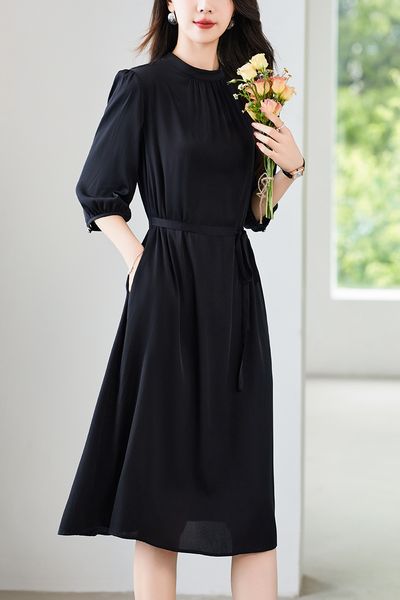 skirts for women Luxury silk dress with lace up mulberry silk elegant loose fitting dress