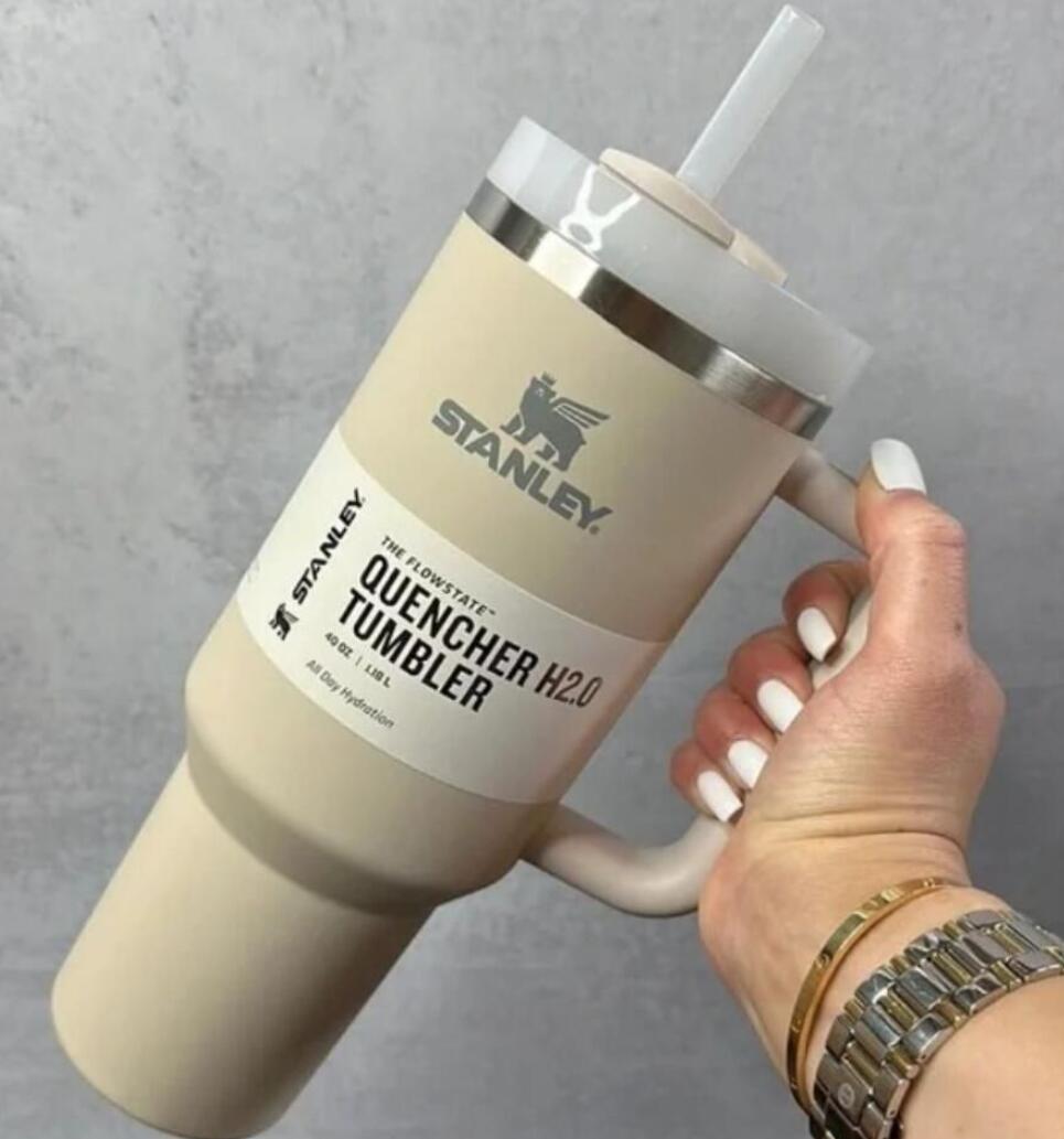 H2.0 Stanley LOGO 2nd 40oz stainless steel tumbler with handle lid straw big beer mug water bottle outdoor camping cup vacuum insulated drinking tum