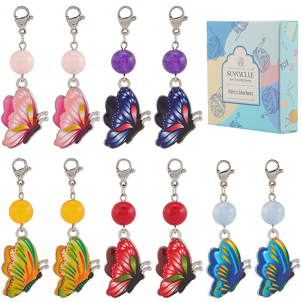 20Pcs Butterfly Alloy Enamel Locking Stitch Markers