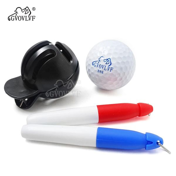 Golf Marker Gadget Stencil Sheets with Pens Golf Balls Scriber Golfs Balls Line Marker Gadget Manual Tool Golf Accessories