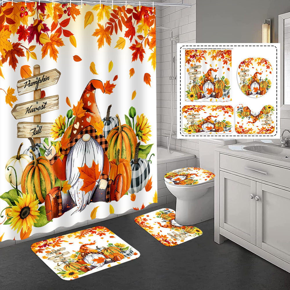 YL-37431 3D HD digital printing polyester waterproof and mildew-proof shower curtain set