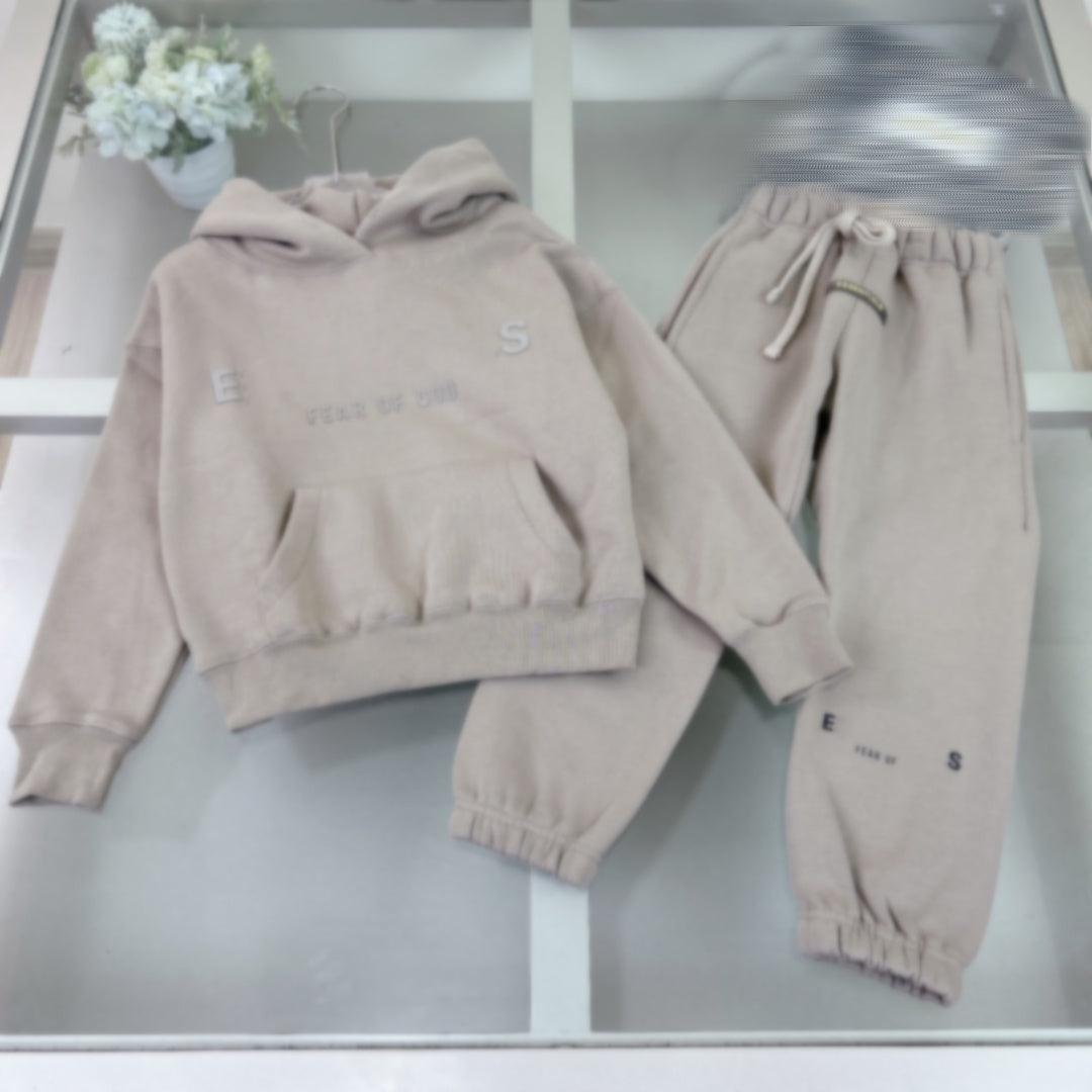 Hooded baby clothes Boys Girls tracksuit Pants child hoodies baby sweater Loose Classic Flocking 3D Letter Skateboard Clothing Set Trousers