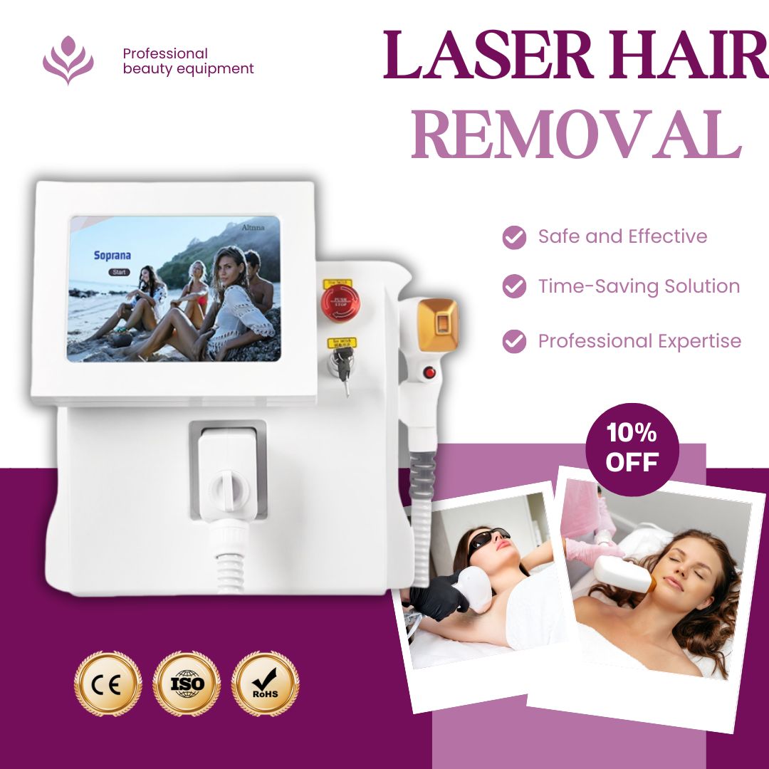 Diode Laser Hair Removal Device 808nm Triple Wavelength Professional Machine For Painless Permanent Epilation Suitable For All Skin Types