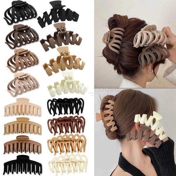 Korean Neutral Coffee Large Claw Clips for Thick Hair Accessories Women Headdress Ins Fashion Plastic Catch Crab Hairpins GiftsL240727