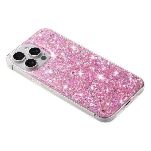 For 16 Starry Glitter Pink Sequin Phone Case For IPhone 16 15 14 13 12 11 Pro Max X XR 7 8 Plus SE2 Hard Silicone Anti-fall Back Cover M2409