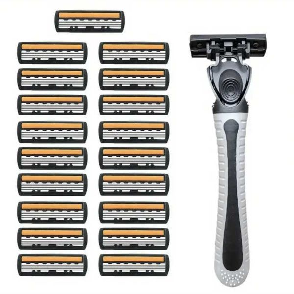 Mens and womens manual safety shaver blades 3-layer stainless steel hair removal shaver blades replaceable shaver head W240809