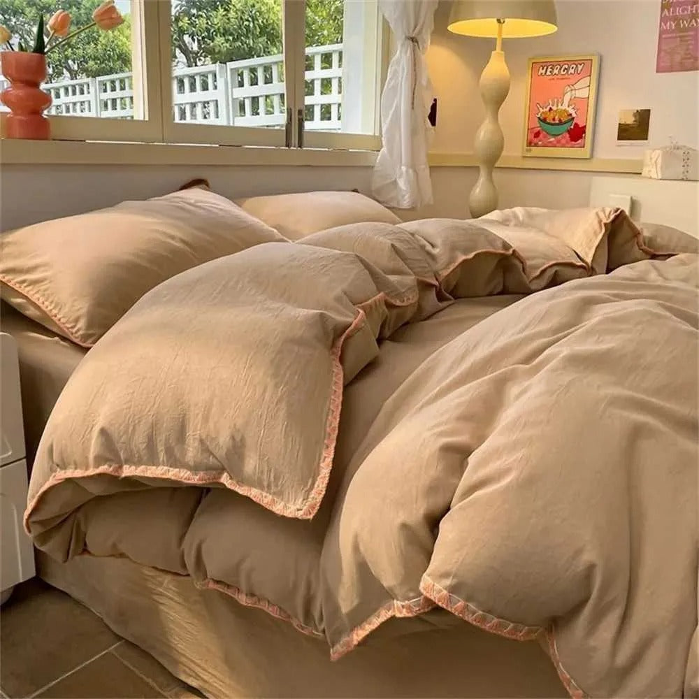 Bedding Sets Cotton Quilt Set Embroidered Quilts Bedspread Nordic Bed Cover Sheets White Coverlet Wedding Blanket King Size FGET1