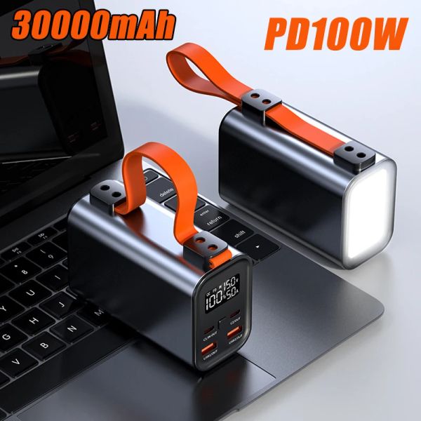 Power Bank 30000mAh 100W Type C PD Two-Way Fast Charging Powerbank for iPhone 14 Xiaomi Huawei Samsung Laptop Notebook Powerbank
