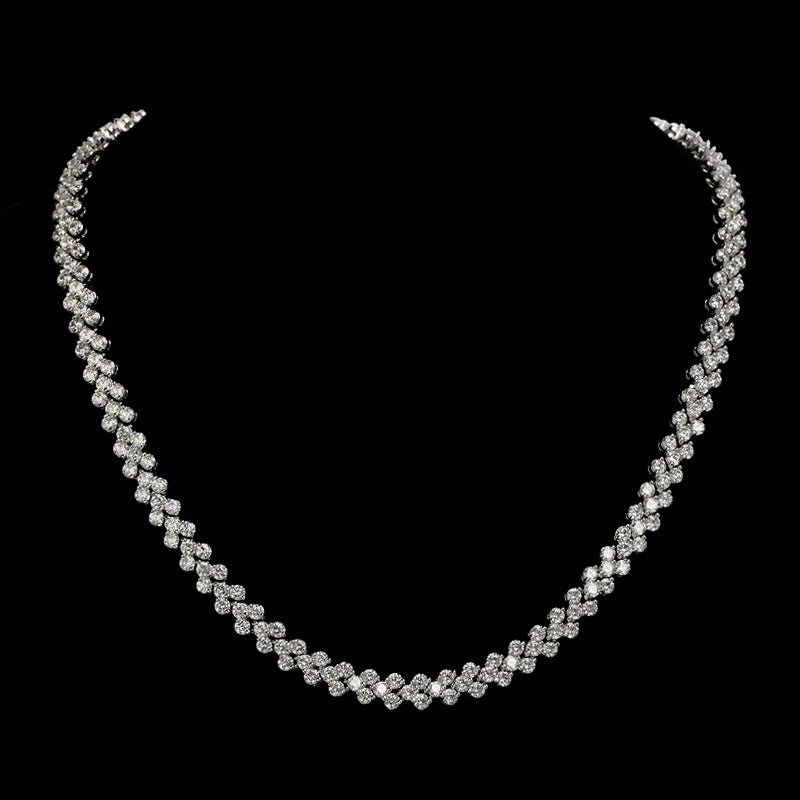3A Austria Diamond Luxury Heart Necklaces Choker Shining Crystal Genuine 925 Sterling Silver Charm Zircon Roman Link Chain Necklace Wedding Jewelry