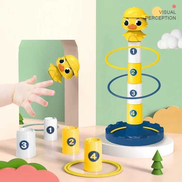 Sorting Nesting Stacking toys Children Throw Circle Game Ferrule Stacked cartoon Toys Indoor ParentChild Interactive Circle Layers Early Edu