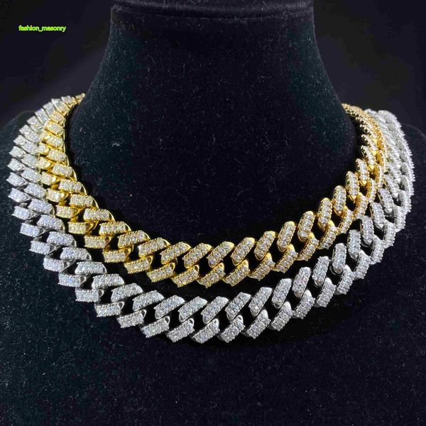 High Quality Fine Hip Hop Jewelry Prong Cuban Link Iced Out Chain Choker Necklace Gift For Men and Women