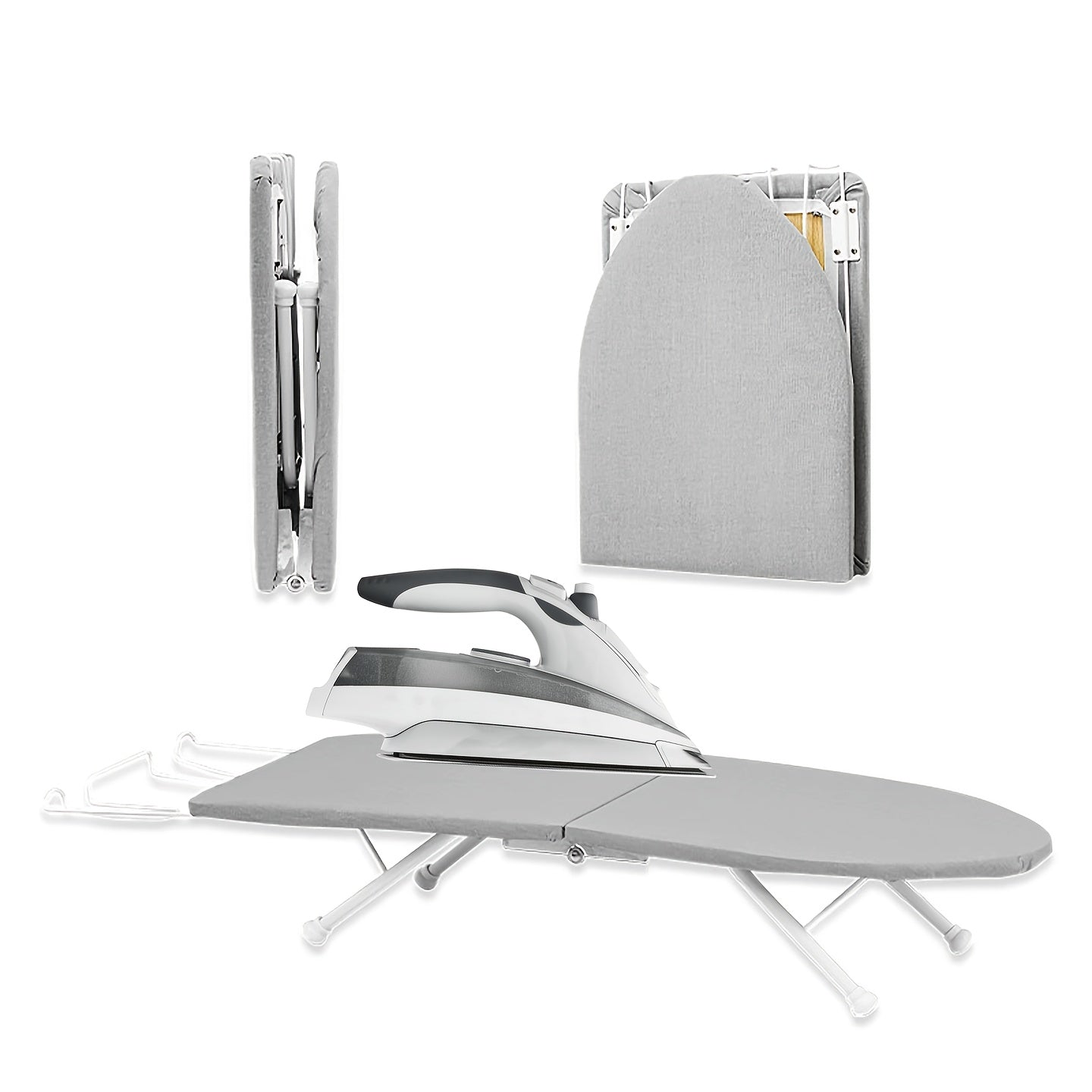 TEMU Metal Foldable Tabletop Ironing Board With Iron Stand, Portable Ironing Board Small With Heat Resistant Cotton Cover, Mini Ironing Board For