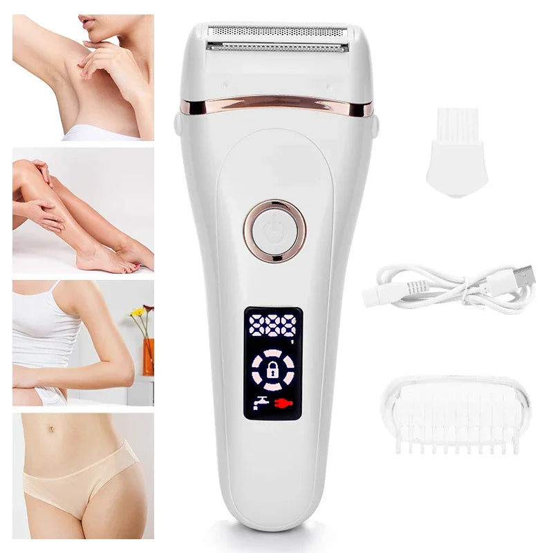 USB Rechargeable Women Painless Electric Epilator Beard Removal Women&#039;s Shaving hines Portable Female Hair Trimmer LCD