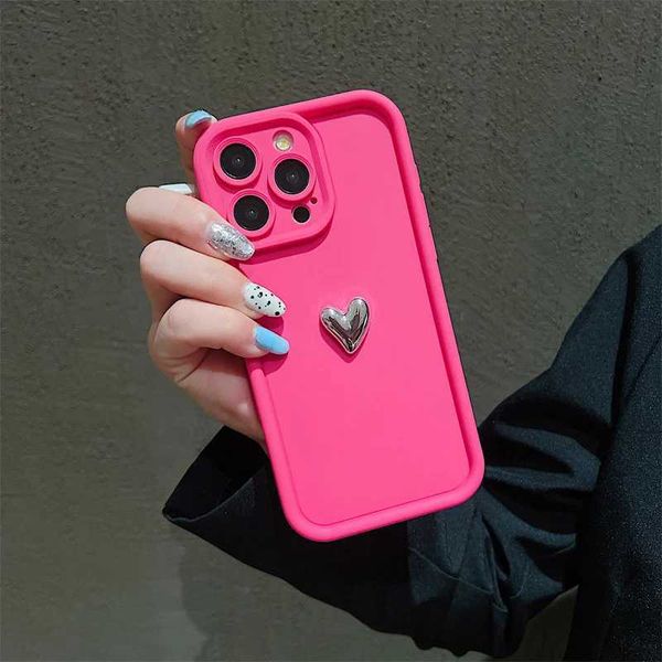 Phone Case Silver Heart Silicone Soft Phone Case for iPhone 16 15 13 12 11 Pro Max XS XR 7 8 Plus SE Shockproof Candy Matte Cover N241008
