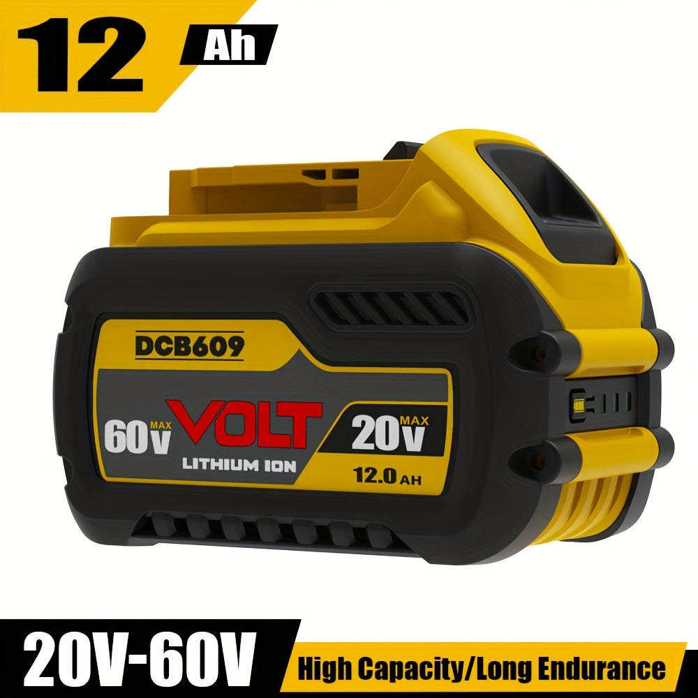 TEMU 4-2-1 Pack 12.0ah 20v-60v Replace For Dcb606 Dcb609 Dcb612 Dcb606-2 Dcb609-2 Max 20v-60v Battery Compatible With Power Tools And