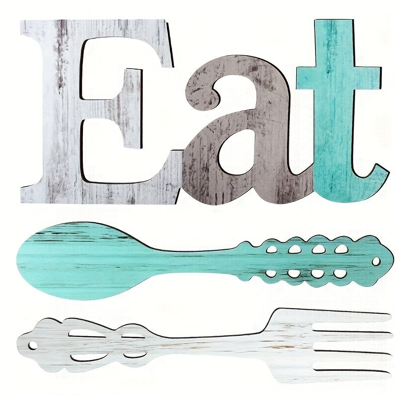 TEMU Set Of Eat Sign, Fork And Spoon Wall Decor, Rustic Wood Decoration, Cute Eat Letters For Kitchen And Home, Decorative Hanging Wooden Letters,