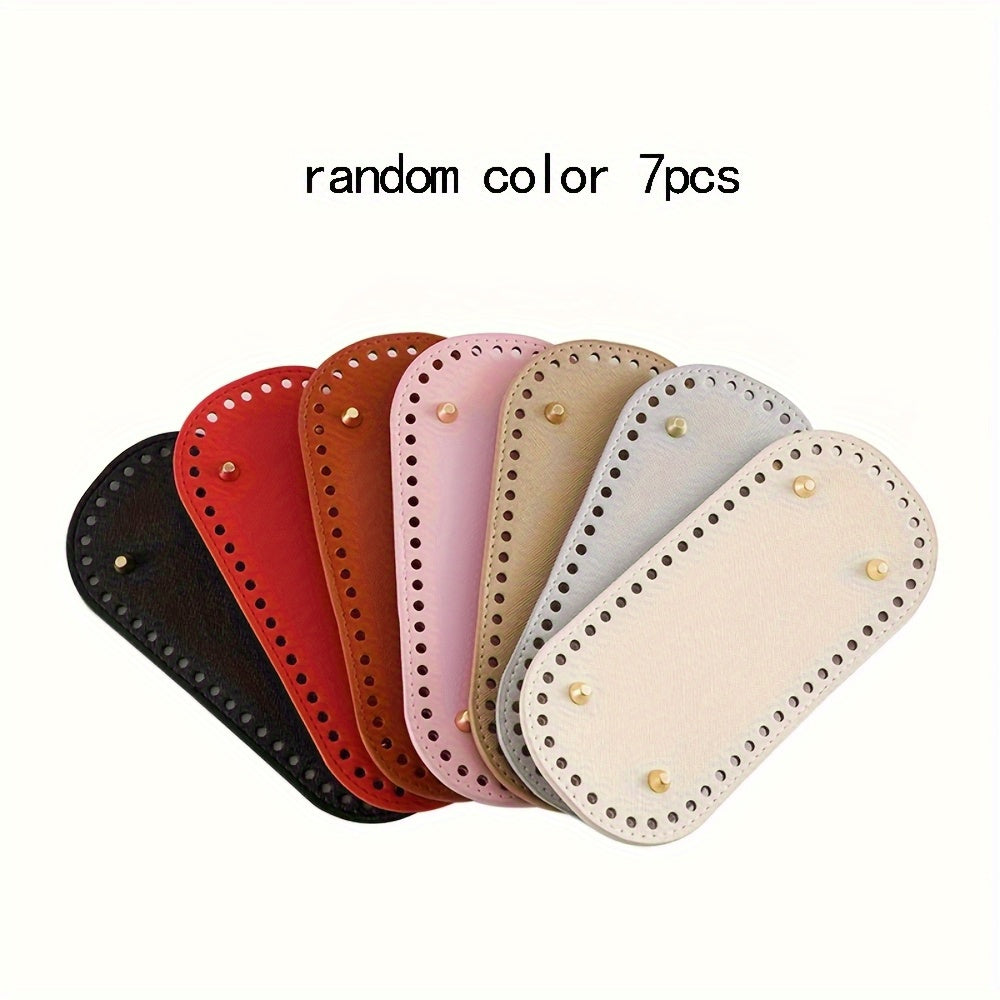 TEMU 7- Oval-shaped Pu Leather Bag Bottom Inserts- Handbag& Purse Bases With Pre- Holes For Crochet Projects, Sewing Accessories, And Diy Crafts-