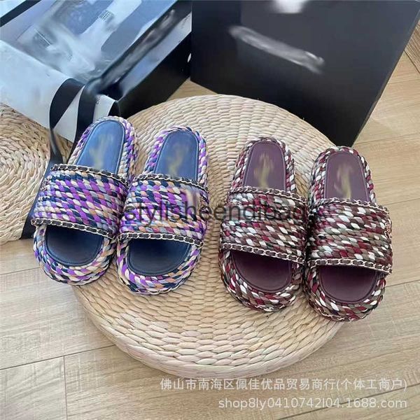 Slippers Long term in stock 2025 new style small fragrant flat slippers for women wearing woven one line sandals outerwear H241217