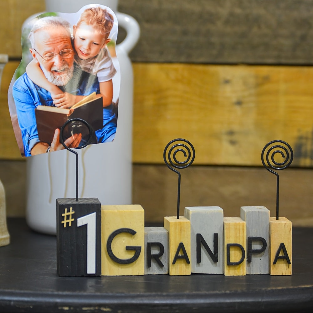 TEMU No.1 Grandpa Photo Clip, Wood Photo Frame Holder With Swirl Wire, Card Hoder, Table Picture Stand Table Card Holder, Picture Card Paper Note