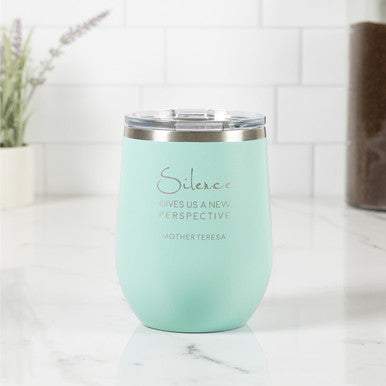 Personalized Mother Teresa Silence Teal Wine Tumbler