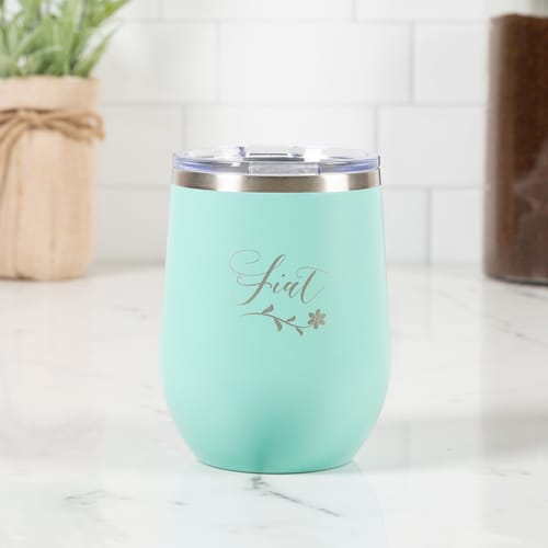 Personalized Fiat Teal Wine Tumbler