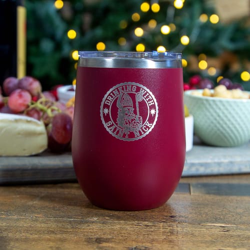 Personalized &amp;quot;Drinking with Saint Nick&amp;quot; Wine Tumbler
