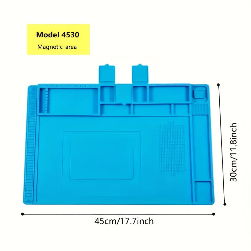 TEMU 1pc High-temperature Resistant Magnetic Silicone Workbench Mat - Anti-static, Non-slip Pad For Phone & Computer Repair, Ideal For Electronics &