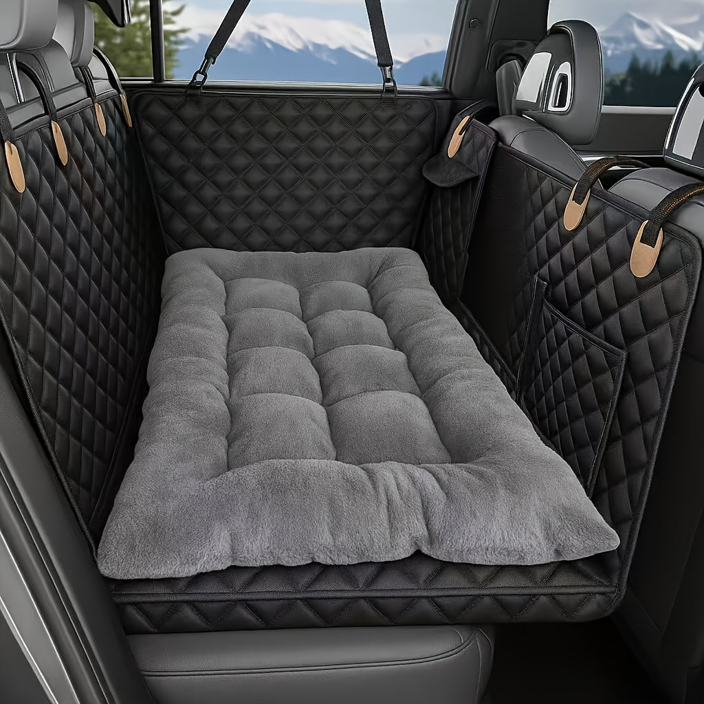 TEMU Extra Large Plush Car Dog Bed, Thickened Dog Bed Sofa Cat Nest Dog Crate Mat, Suitable For Suv Sedan Truck - Safe Rear Seat Travel Accessories,